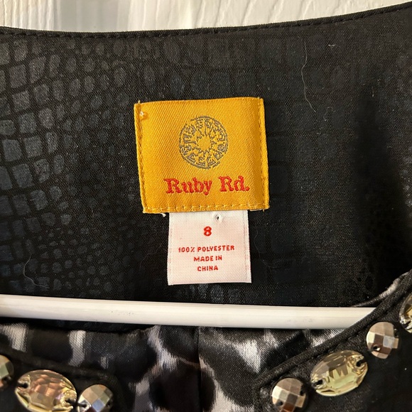 Ruby Rd black jeweled faux leather cropped jacket size 8 - Picture 7 of 7